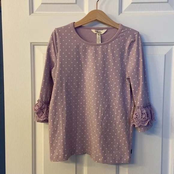 EUC Matilda Jane Purple and White Polka Dot Top - Picture 5 of 11